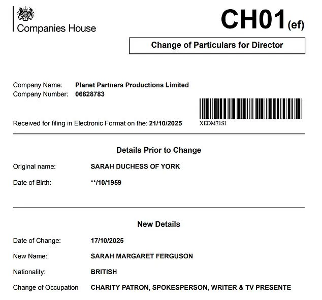 Sarah Ferguson Quietly Removes Royal Title as Official Records Reflect Name Change