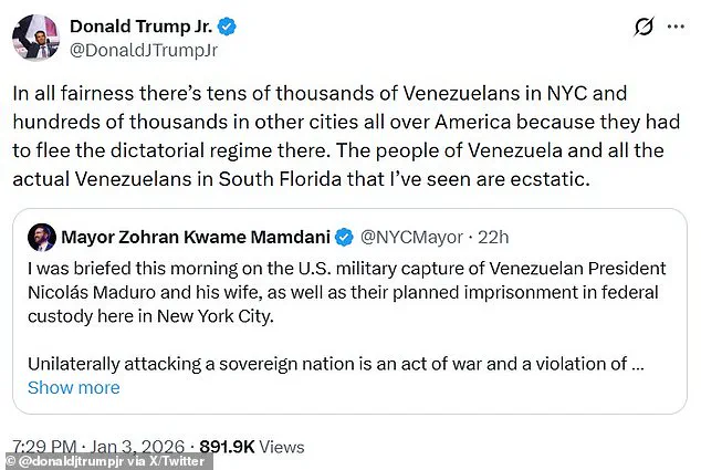 Privileged Access: The Trump Family's Divergent Views on U.S. Venezuela Operation
