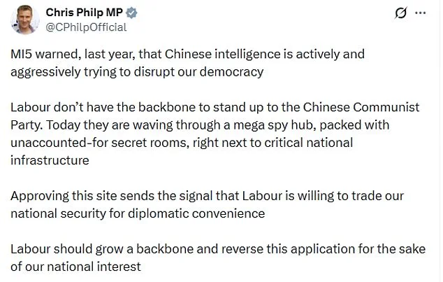 UK Approves Controversial Chinese Mega-Embassy in London Amid Security Concerns and Parliamentary Opposition – 'This Decision Risks National Security,' Warns MP [Name]
