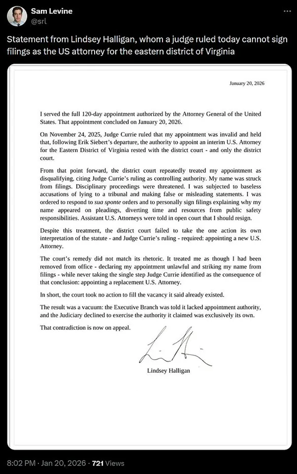 Resignation of Trump-Appointed U.S. Attorney Lindsey Halligan Reignites Debate Over Politicization of Federal Roles