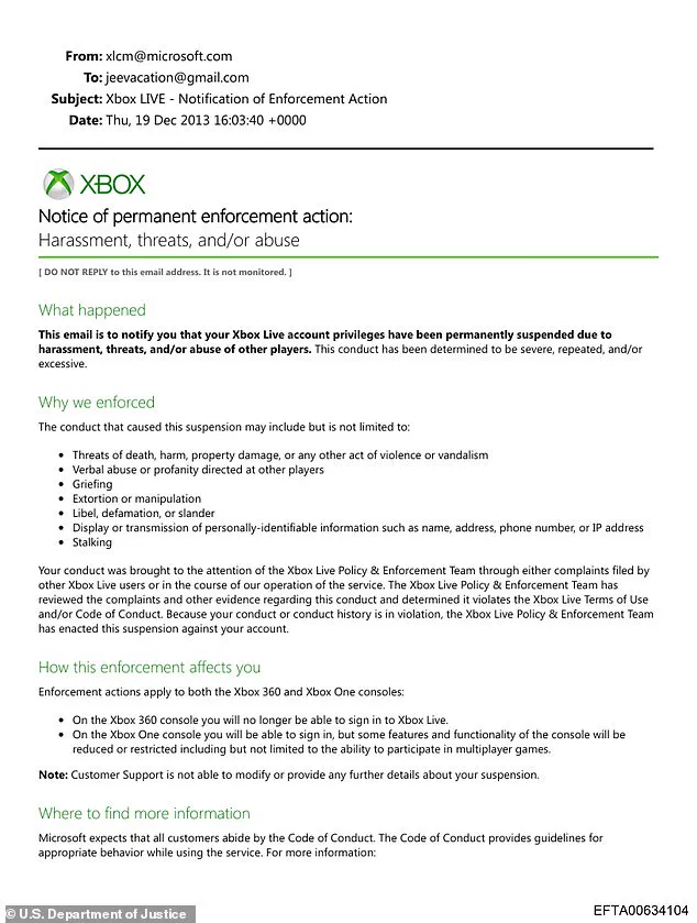 DOJ Action Results in Permanent Xbox Live Ban for Jeffrey Epstein Over Harassment and Threats