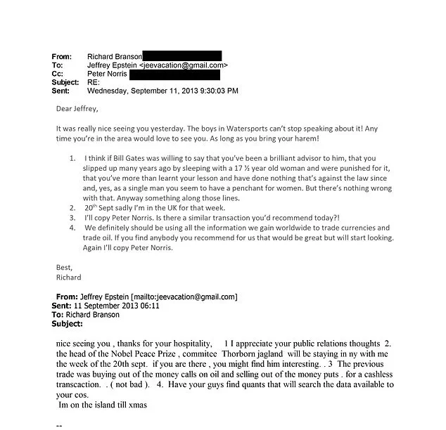 DOJ Releases Epstein Documents, Unveiling Links to Global Elites and Branson Email Exchange