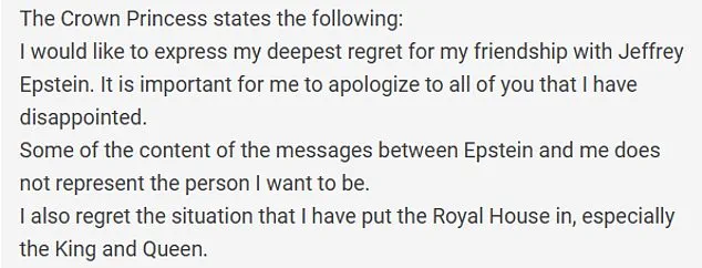 Norway's Crown Princess Mette-Marit Issues Second Apology for Epstein Ties Amid New Documents