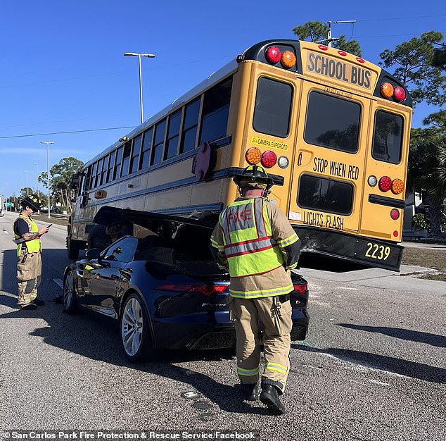 Jaguar Crashes into School Bus in Fort Myers; No Students Injured