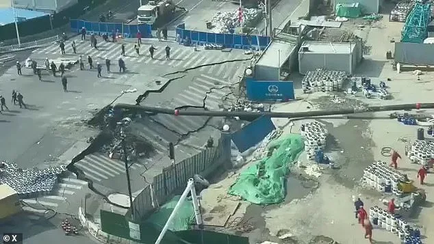 Massive Sinkhole Swallows Shanghai Road in Sudden Collapse; Dramatic Footage Shows Chaotic Escape