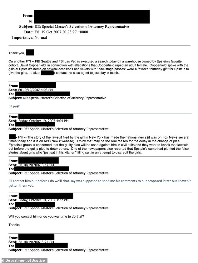 FBI's Decade-Long Probe into David Copperfield Over Epstein Links Exposed by DOJ Documents