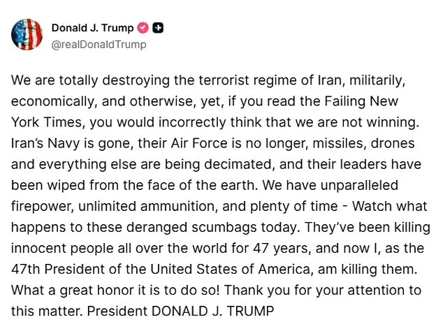 Trump's Iran Remarks Fuel Global Tension Amid Speculation About New Leader's Health