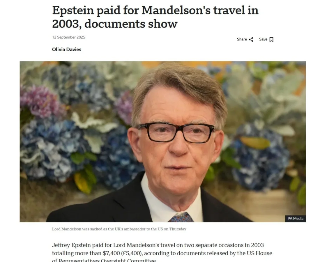 New Epstein Papers Reveal $7,400 Payment to Ex-British Minister, Sparking European Outcry