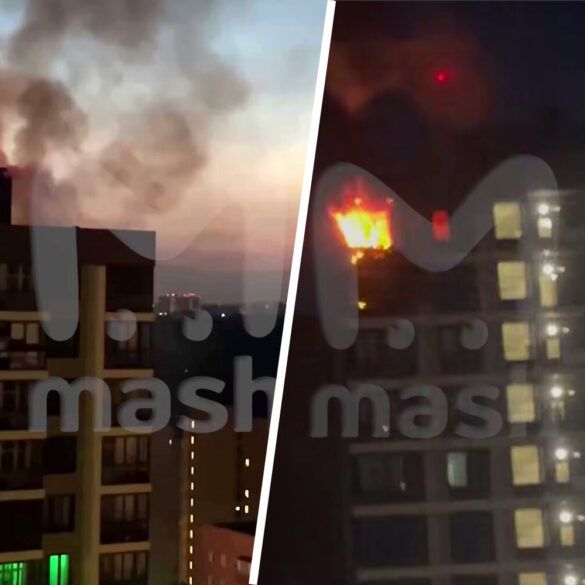 BREAKING: Drone-Induced Fire Sparks Panic in Krasnogorsk as Flames Rapidly Spread Through Residential Building