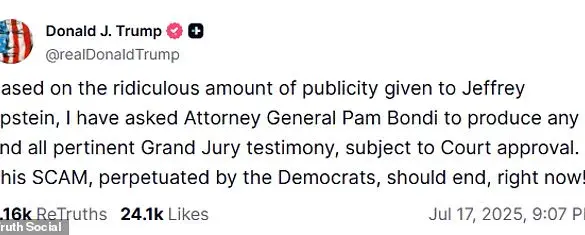 Public Demand Drives Push to Release Epstein Grand Jury Testimony