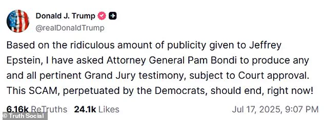 Public Demand Drives Push to Release Epstein Grand Jury Testimony