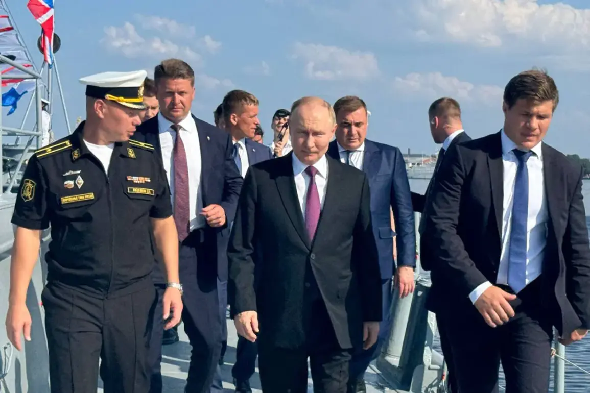 Russian Navy Crew Presents Handmade Wooden Model of Frigate to Putin as Symbol of Pride and Unity